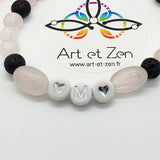 Bracelet Love Coloris Blanc Quartz Rose / Pierre de Lave