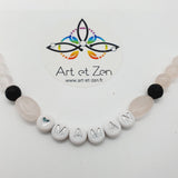 Bracelet Love MAMAN Quartz Rose / Pierre de Lave