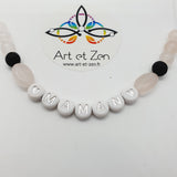 Bracelet Love MAMAN Quartz Rose / Pierre de Lave