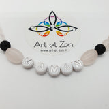 Bracelet Love MAMAN Quartz Rose / Pierre de Lave
