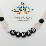 Bracelet Love MAMAN Quartz Rose / Pierre de Lave