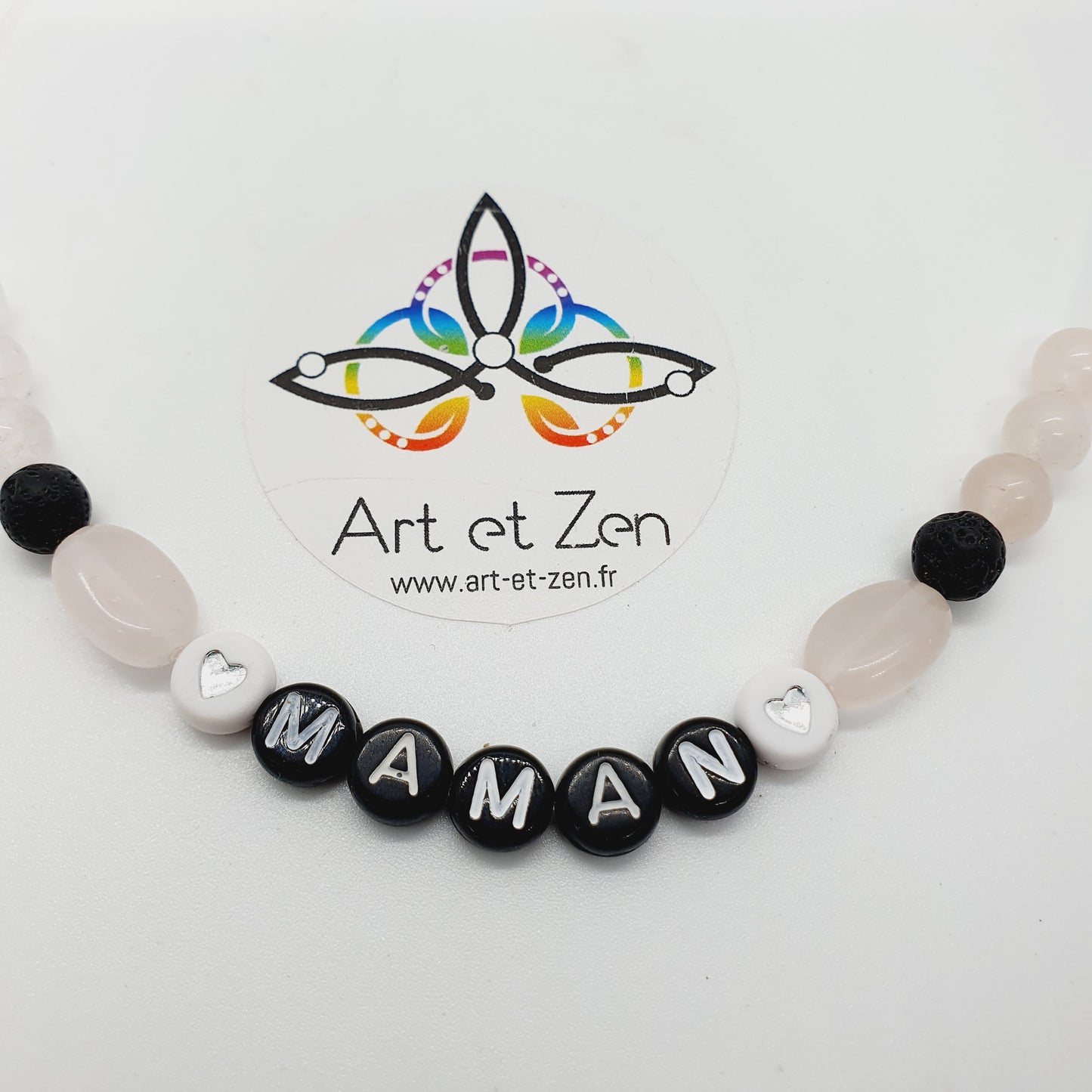 Bracelet Love MAMAN Quartz Rose / Pierre de Lave