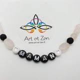 Bracelet Love MAMAN Quartz Rose / Pierre de Lave