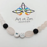 Bracelet Love Coloris Blanc Quartz Rose / Pierre de Lave