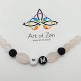 Bracelet Love Coloris Noir Quartz Rose / Pierre de Lave