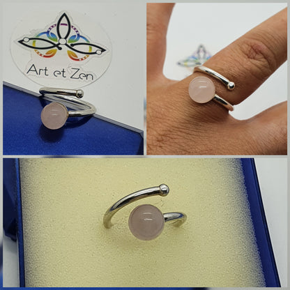 Bague Perle Amethyste / Pierre de Lune et Soleil / Quartz / Aigue marine / Labradorite